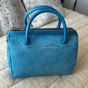 Brandon Blackwood Handbag| Medium Cara Blue Ponyhair